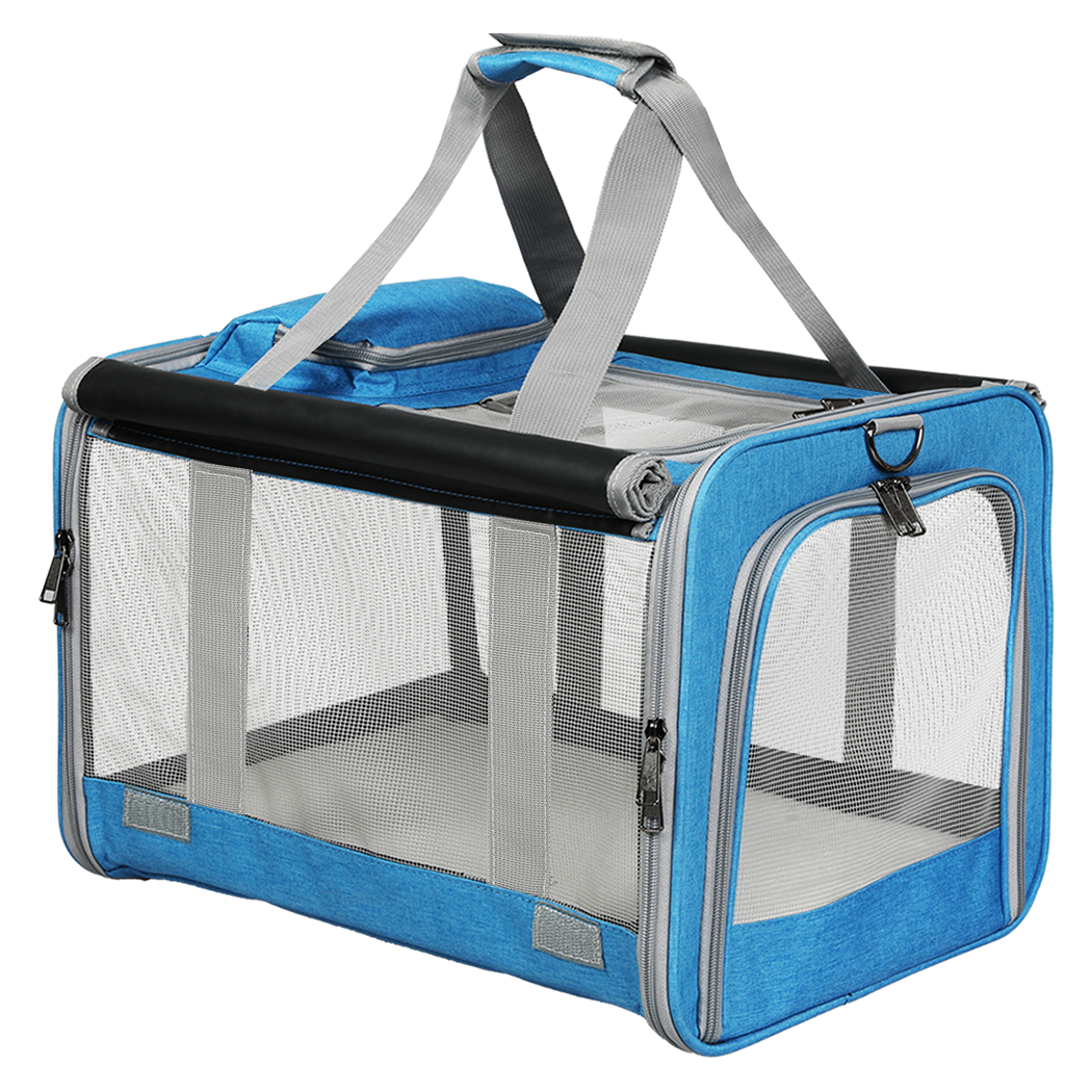 Pawz 3 in 1 Pet Soft Crate Dog Cat Carrier L Size Blue - Image 9
