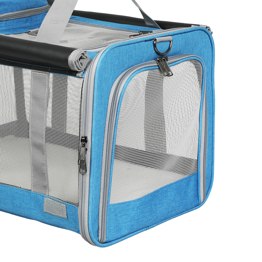 Pawz 3 in 1 Pet Soft Crate Dog Cat Carrier L Size Blue - Image 5